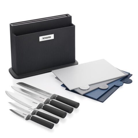 Schafer Forge Kesme Tahtası/Bıçak Seti 10 Parça-Siyah