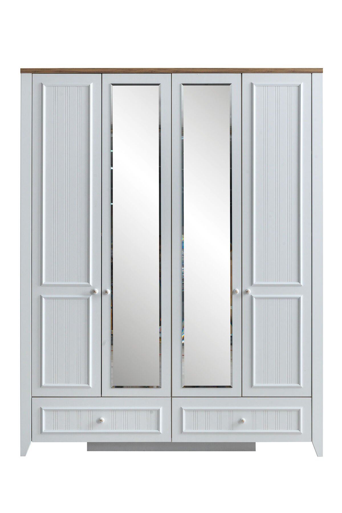 Evart E310 Yalı 4 Kapaklı 2 Çekmeceli Gardolap