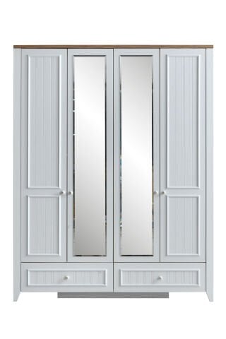 Evart E310 Yalı 4 Kapaklı 2 Çekmeceli Gardolap