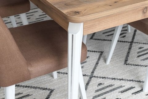 Evart E707 Yalı Yemek Masası 25mm Beyaz/a.çam