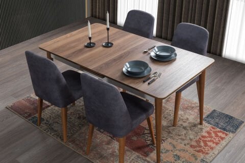 Evart E909 Efsane Ortadan Açılır Masa Konik Ayaklı  Ceviz / Krem