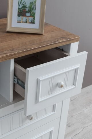 Evart E941 Yalı Şifonyer Beyaz/a.çam