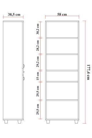 Sembol C 184 Çıtalı Cam Lake Kapaklı Dolap