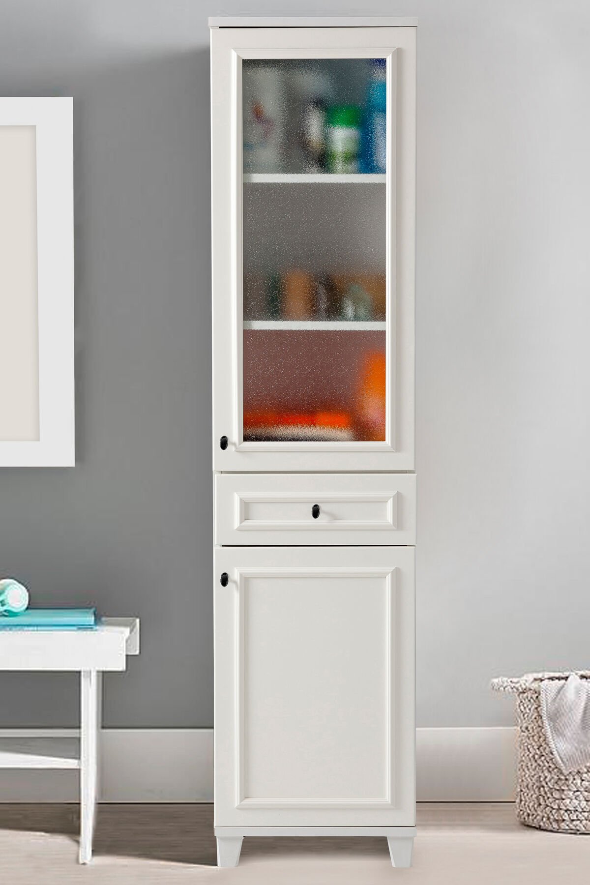 Sembol C 186 Çıtalı Cam Lake Kapaklı Dolap