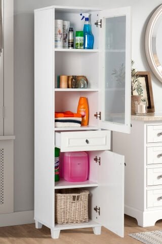 Sembol C 186 Çıtalı Cam Lake Kapaklı Dolap