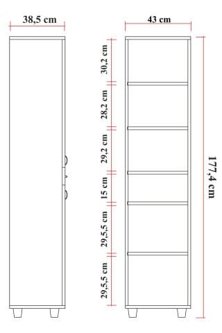 Sembol C 186 Çıtalı Cam Lake Kapaklı Dolap