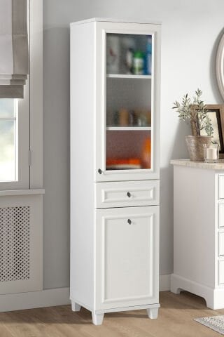 Sembol C 188 Çıtalı Cam Lake Kapaklı Çamaşır Sepetli Dolap