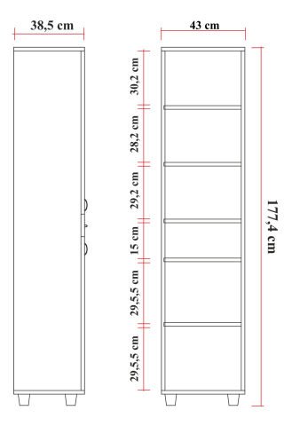 Sembol C 188 Çıtalı Cam Lake Kapaklı Çamaşır Sepetli Dolap