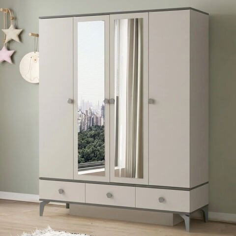 Evart E241 Çakıltaşı 4 Kapılı Dolap