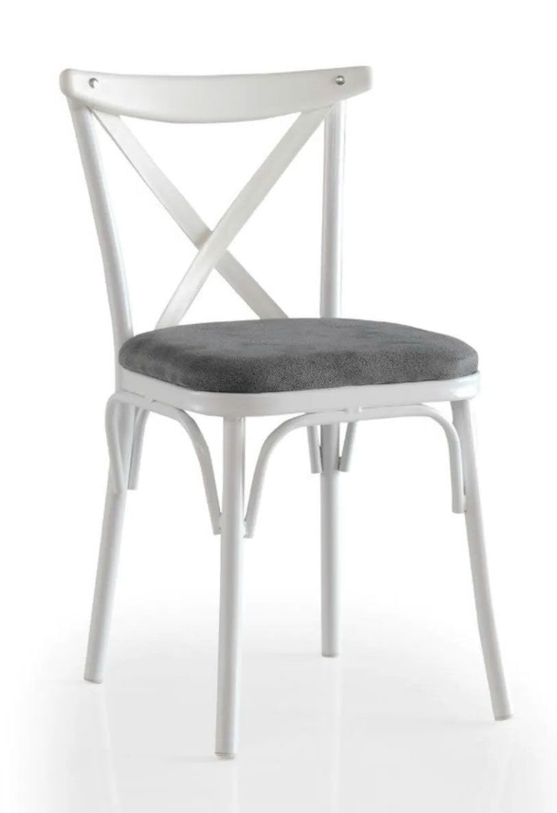 Levent SAN.0016-615, 3650 Bahar Çapraz Metal Ayak Sandalye Beyaz Antrasit