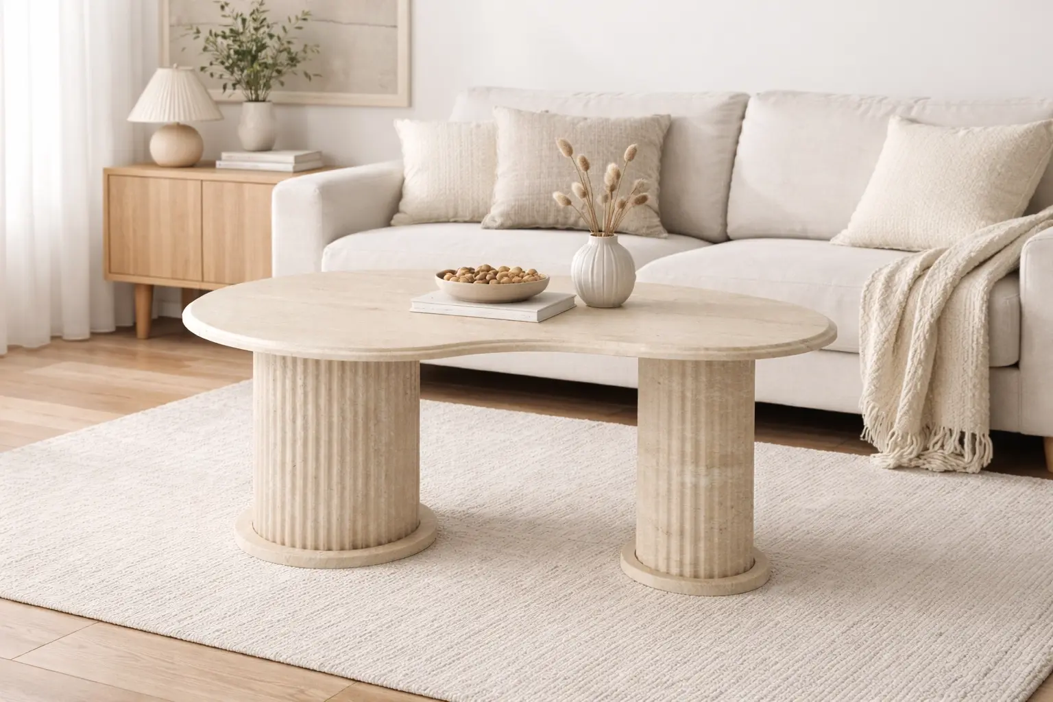 Levent Ort.0056-294, Fasulye Orta Sehpa Traverten