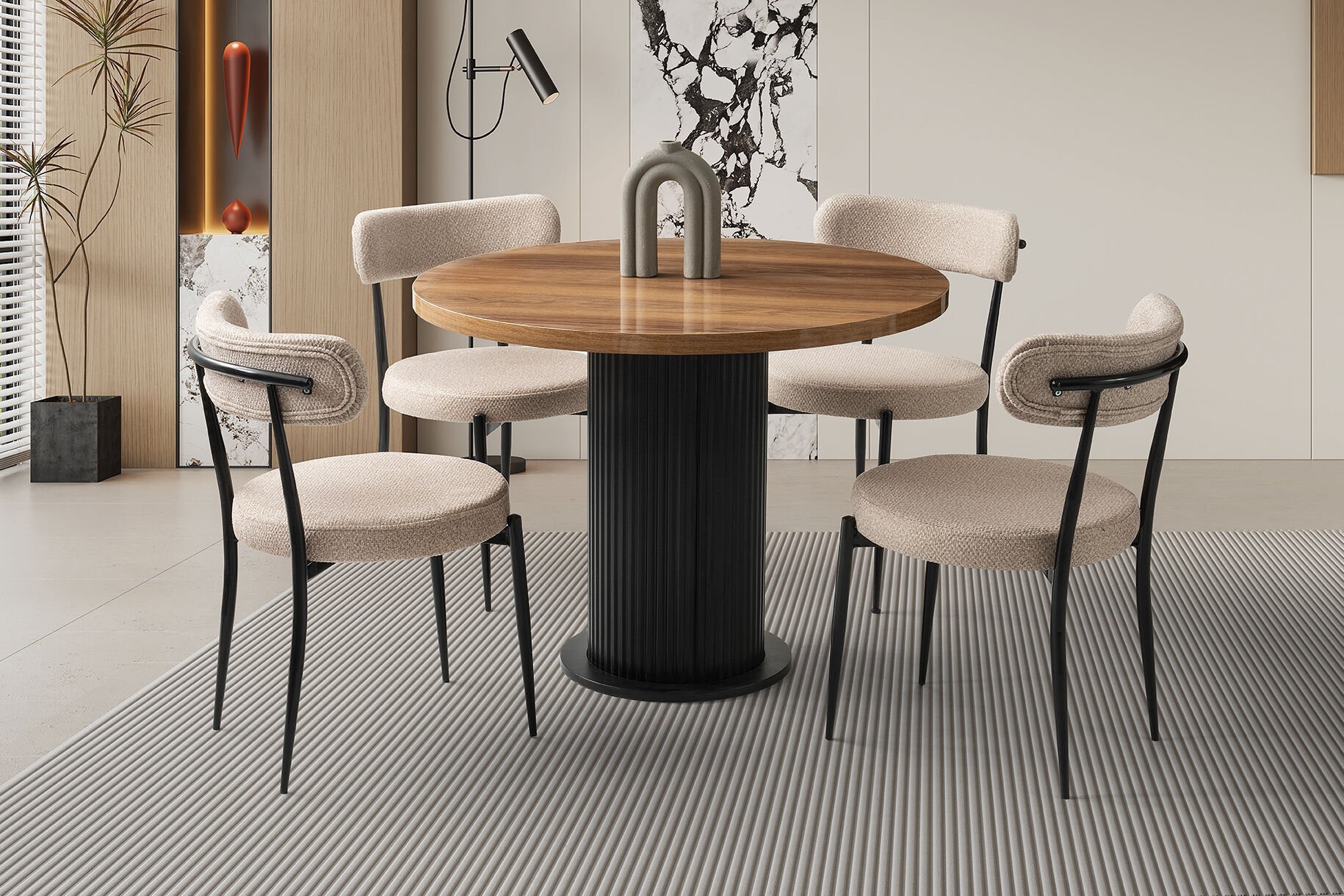 Levent Mtk.0263-279, Yuv. Ptt Ayak 100*100 Masa + (4) Eko Polo San Hazar Siyah