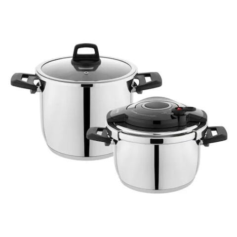 Schafer Cooky Düdüklü Tencere Seti 4+6,5 L-Siyah/Gri