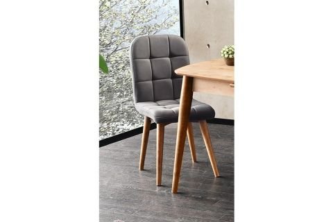 Levent San.0055-514, Etro Ahşap Ayak Sandalye Gri Ceviz