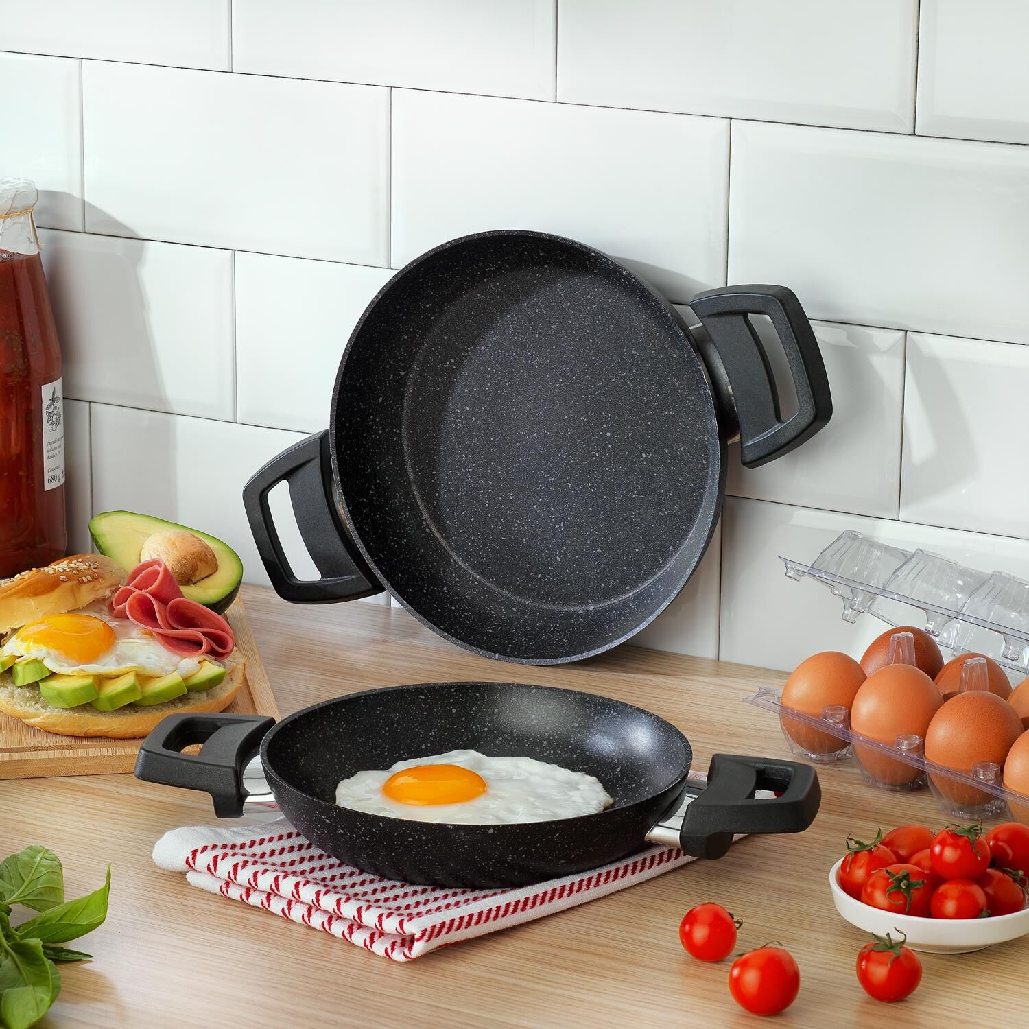 Schafer Black Stone 2 li Sahan Seti 18+22 Cm-siyah