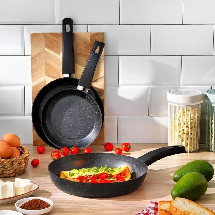 Schafer Black Stone 3 lü Tava Seti 18Cm + 22Cm + 26Cm Siyah