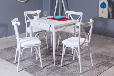 Levent Msa.0023-456, 4020 Kartal Kare 70*80 Açılır Metal Ayak Masa Beyaz Beyaz