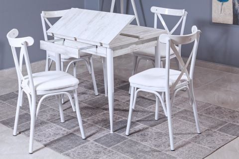 Levent Msa.0023-456, 4020 Kartal Kare 70*80 Açılır Metal Ayak Masa Beyaz Beyaz