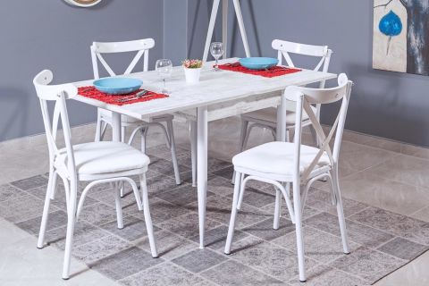 Levent Msa.0023-456, 4020 Kartal Kare 70*80 Açılır Metal Ayak Masa Beyaz Beyaz