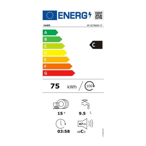 Haier XF5C7M0W-17 10 Programlı Beyaz Bulaşık Makinesi