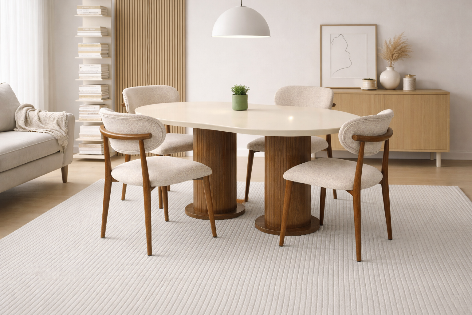 Levent Mtk.0286-298, Ptt Çift Ayak 90*160 Açılır Masa + (4) Sn0091 Polo Sand Metal Krem Ceviz