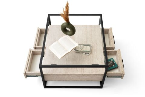 Levent Ort.0057-710, Sega Orta Sehpa Traverten Siyah