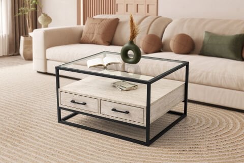 Levent Ort.0057-710, Sega Orta Sehpa Traverten Siyah