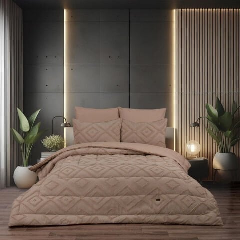 Schafer Home Mona Çift Kişilik Şönil Yorgan Seti 6 Parça-Bej