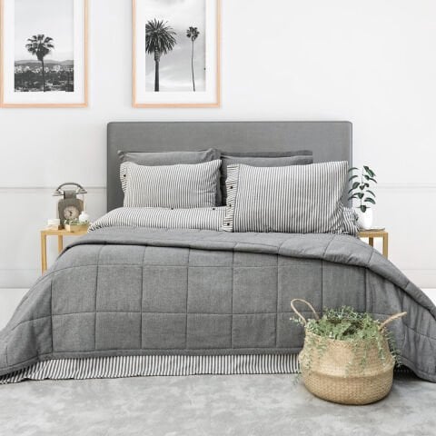 Schafer Home Loria Yatak Örtüsü Nevresim Seti 7 Parça-Antrasit