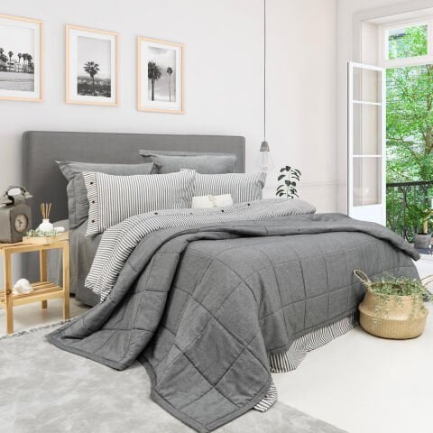 Schafer Home Loria Yatak Örtüsü Nevresim Seti 7 Parça-Antrasit