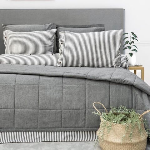 Schafer Home Loria Yatak Örtüsü Nevresim Seti 7 Parça-Antrasit