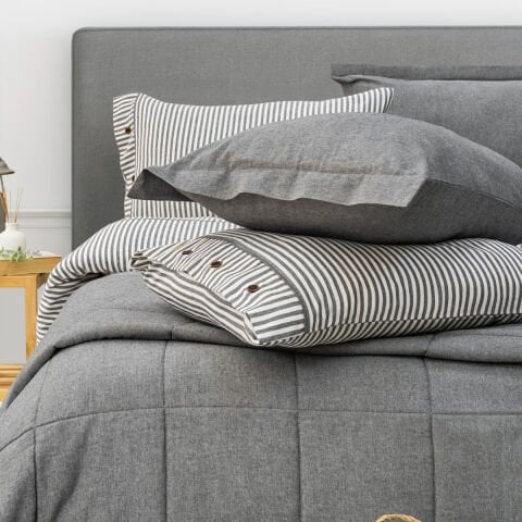 Schafer Home Loria Yatak Örtüsü Nevresim Seti 7 Parça-Antrasit