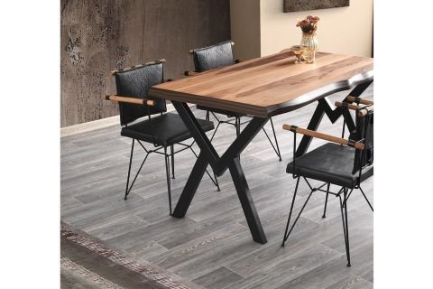 AGRON MASA VE POYRAZ SANDALYE TAKIMI, SİYAH, 140x85