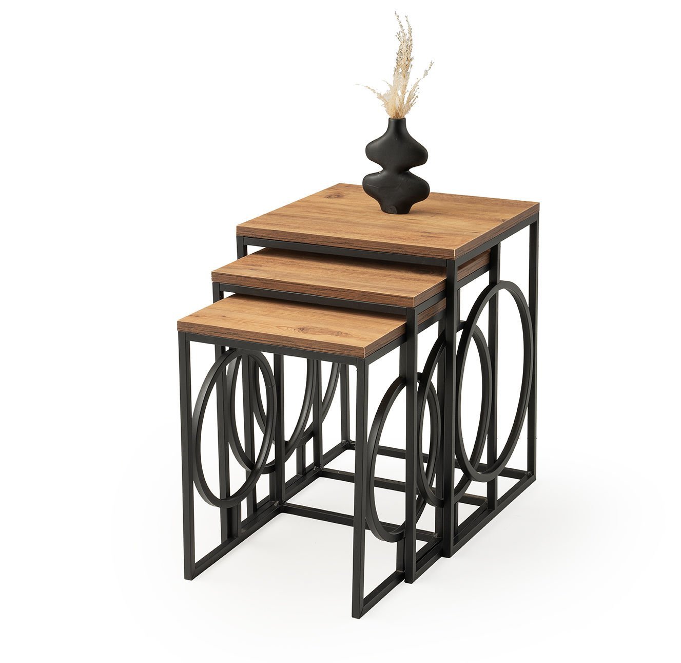 Levent Zgn.0070-458, Halka Zigon Sehpa Atlantik Çam Siyah