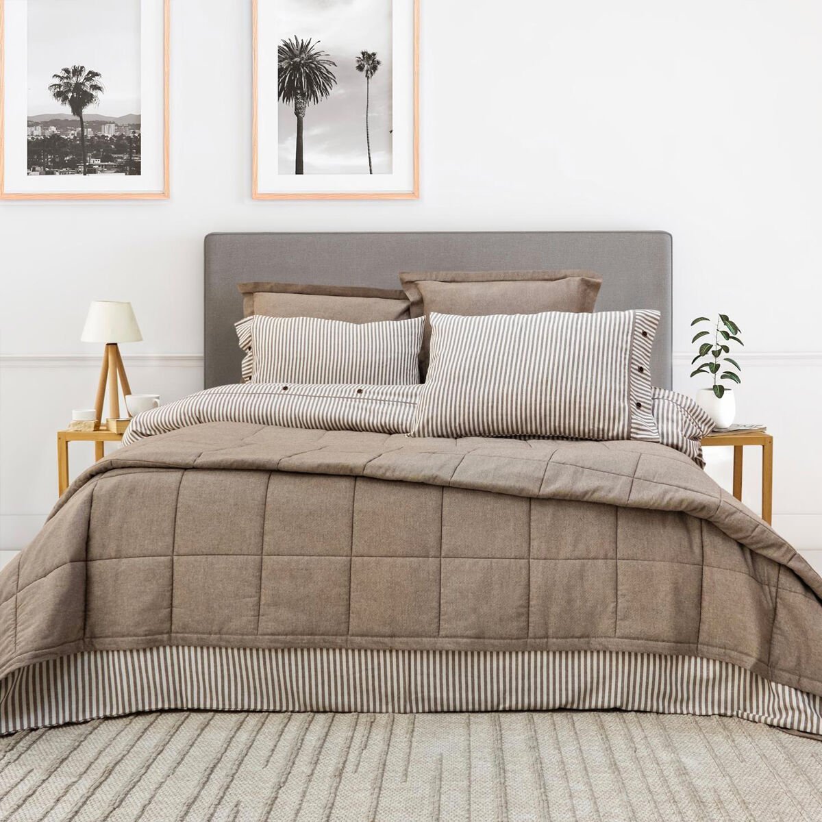 Schafer Home Loria Yatak Örtüsü Nevresim Seti 7 Parça-Bej