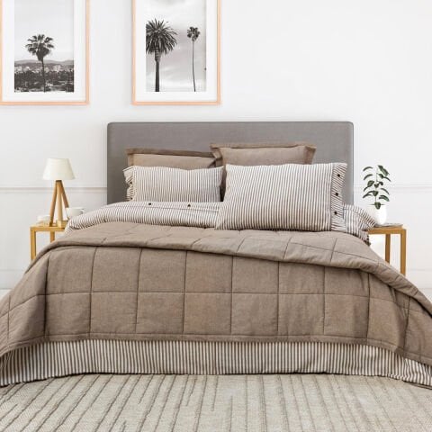 Schafer Home Loria Yatak Örtüsü Nevresim Seti 7 Parça-Bej