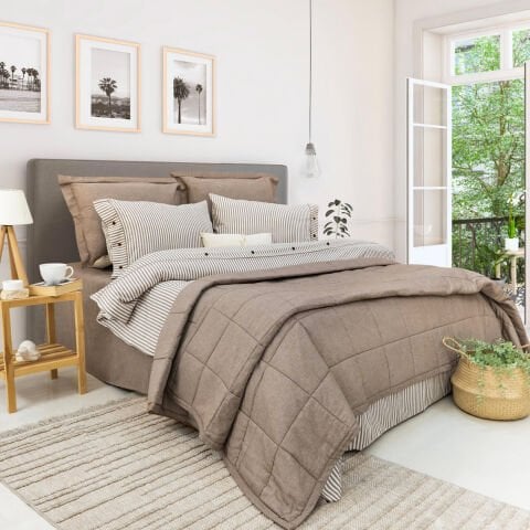 Schafer Home Loria Yatak Örtüsü Nevresim Seti 7 Parça-Bej