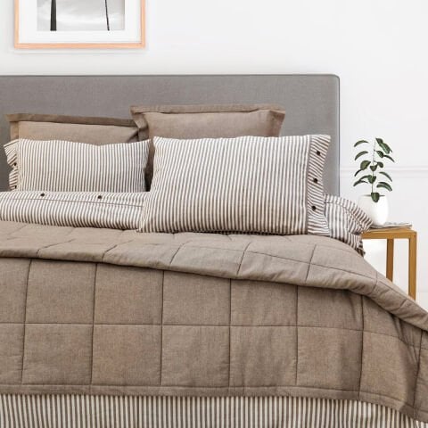 Schafer Home Loria Yatak Örtüsü Nevresim Seti 7 Parça-Bej