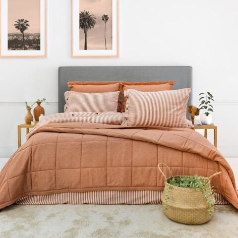 Schafer Home Loria Yatak Örtüsü Nevresim Seti 7 Parça-Turuncu