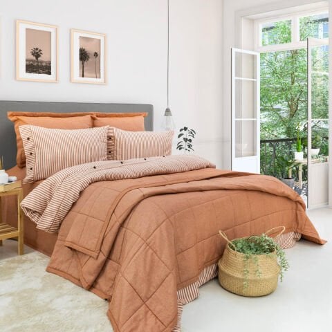 Schafer Home Loria Yatak Örtüsü Nevresim Seti 7 Parça-Turuncu