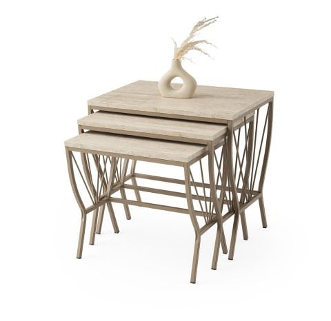 Levent Zgn.0074-708, Yelpaze Zigon Sehpa Traverten Capuccino