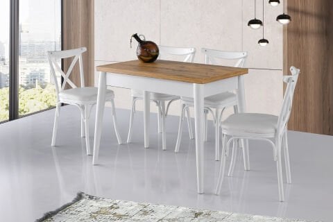 Levent MTK.0195-251, 4035 Dolunay Masa+(4) 3650 Bahar San A.Çam Beyaz