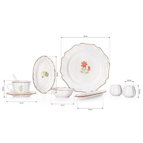 Schafer Fiora Kahvaltı Takımı 32 Parça-Çiçekli