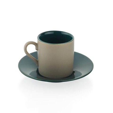 Schafer Aurora 6 Kişilik Kahve Fincan Takımı 12 Parça Gri/Yeşil