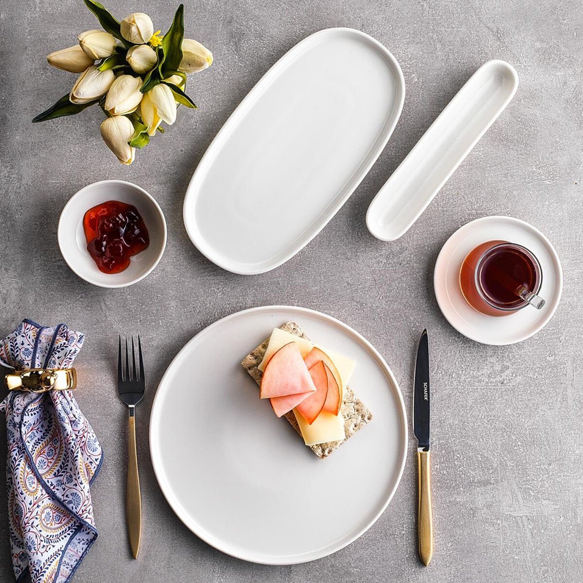 Schafer Lora Kahvaltı Takımı 32 Parça Krem