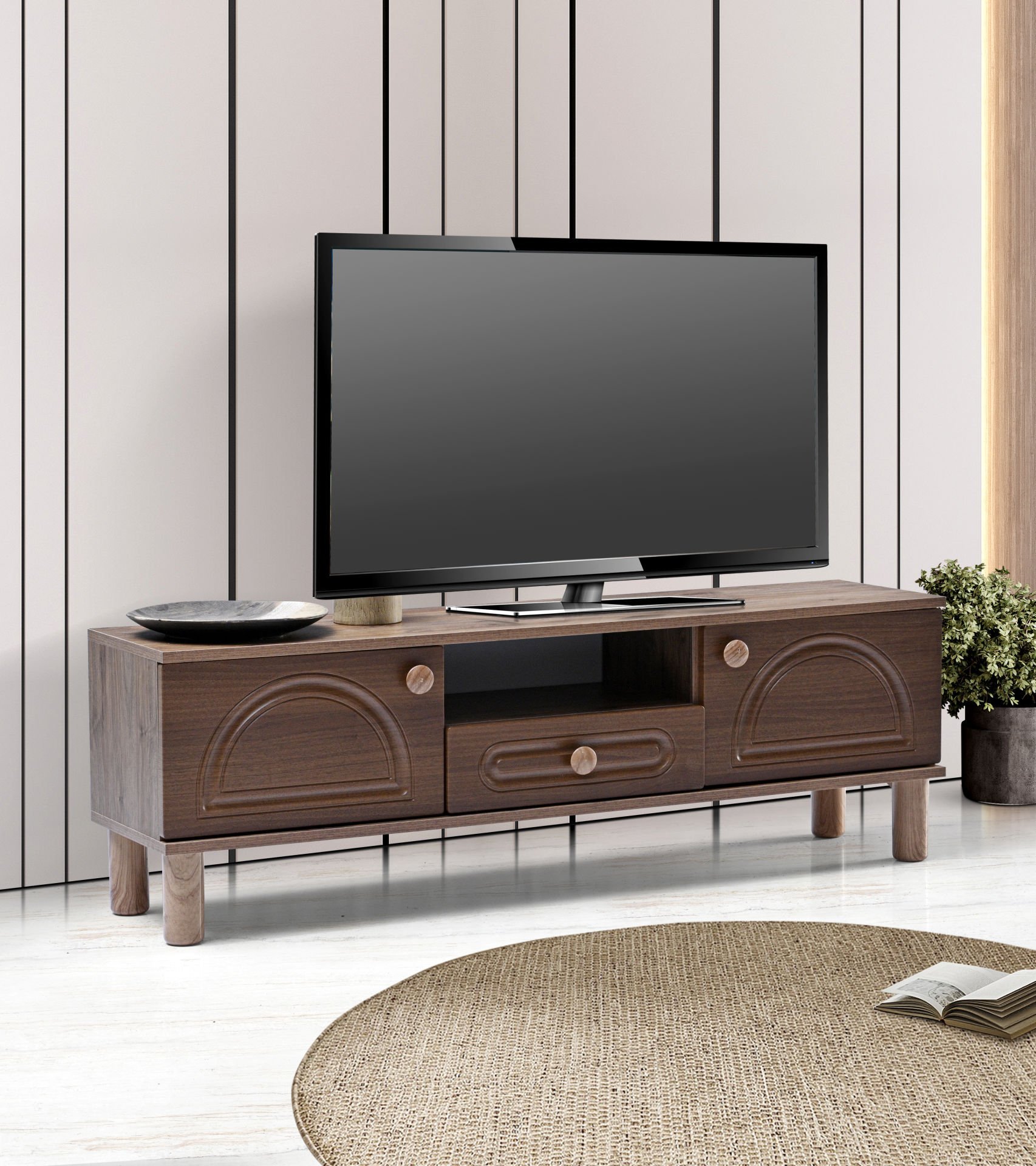 Levent Tvu.0017-246, Aslan Bohem 140 Cm Tv Sehpası Atlantik Çam Ceviz