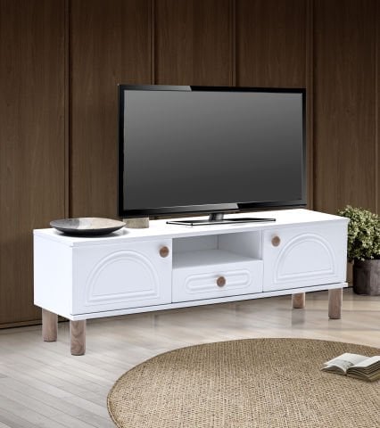 Levent Tvu.0017-232, Aslan Bohem 140 Cm Tv Sehpası Beyaz Ceviz