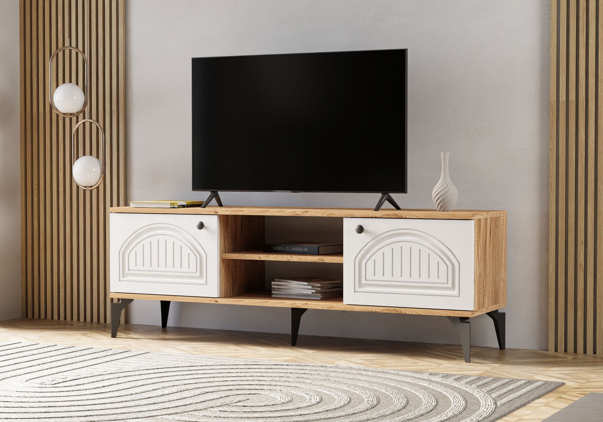 Levent Tvu.0014-283, Bohemıan Tv Sehpası 160 Cm Atlantik Çam Beyaz