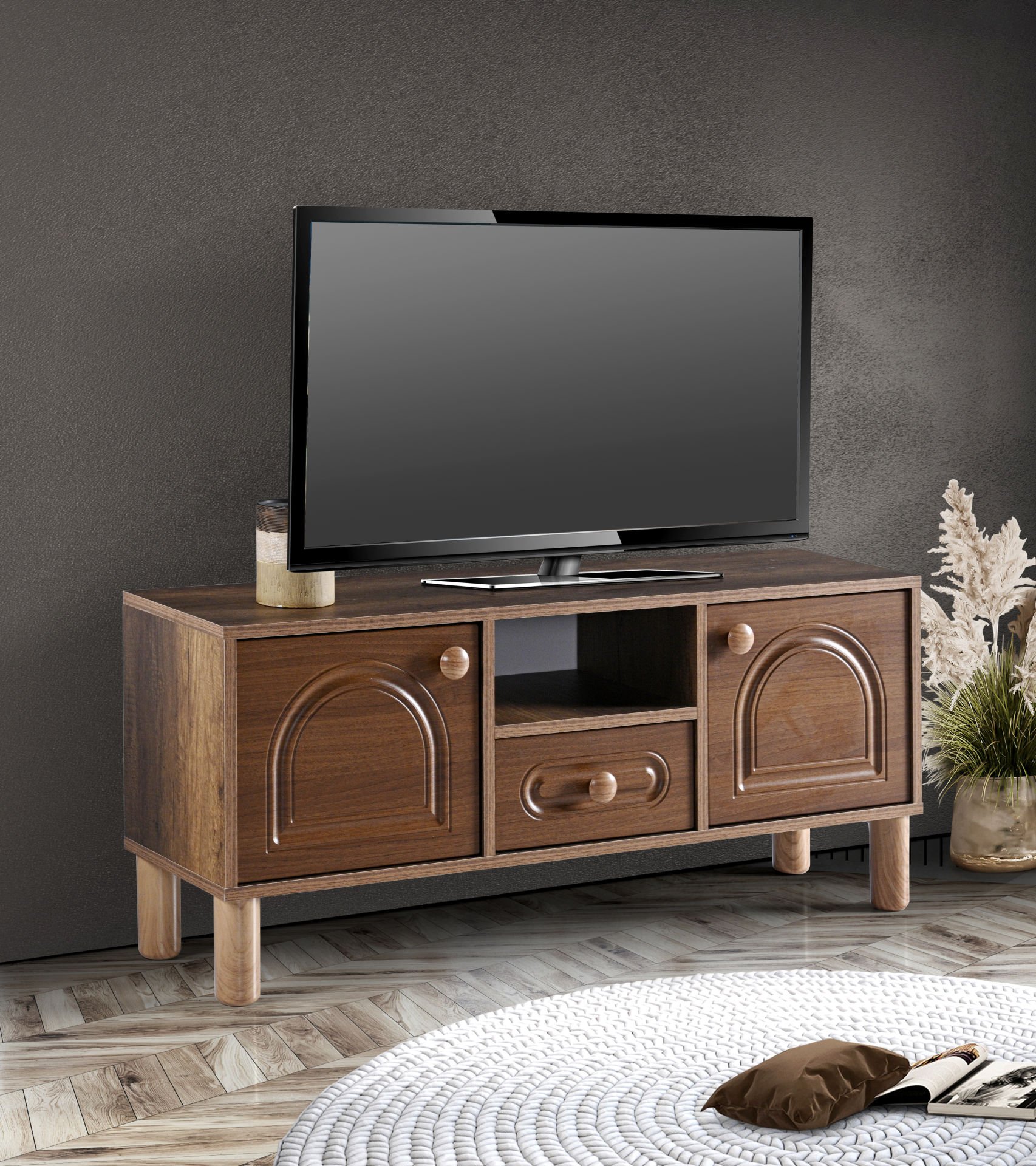 Levent Tvu.0015-246, Aslan Bohem 120 Cm Tv Sehpası Barok Ceviz