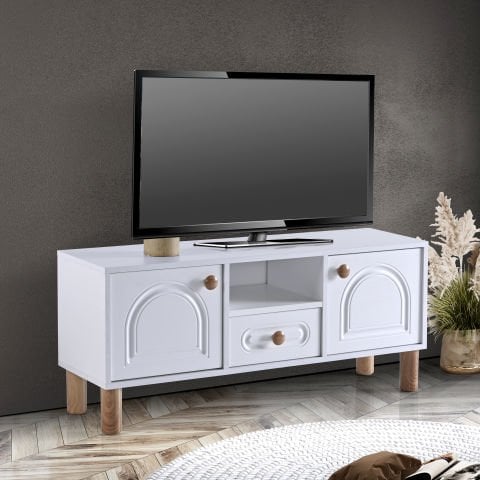 Levent Tvu.0015-232, Aslan Bohem 120 Cm Tv Sehpası Beyaz Ceviz